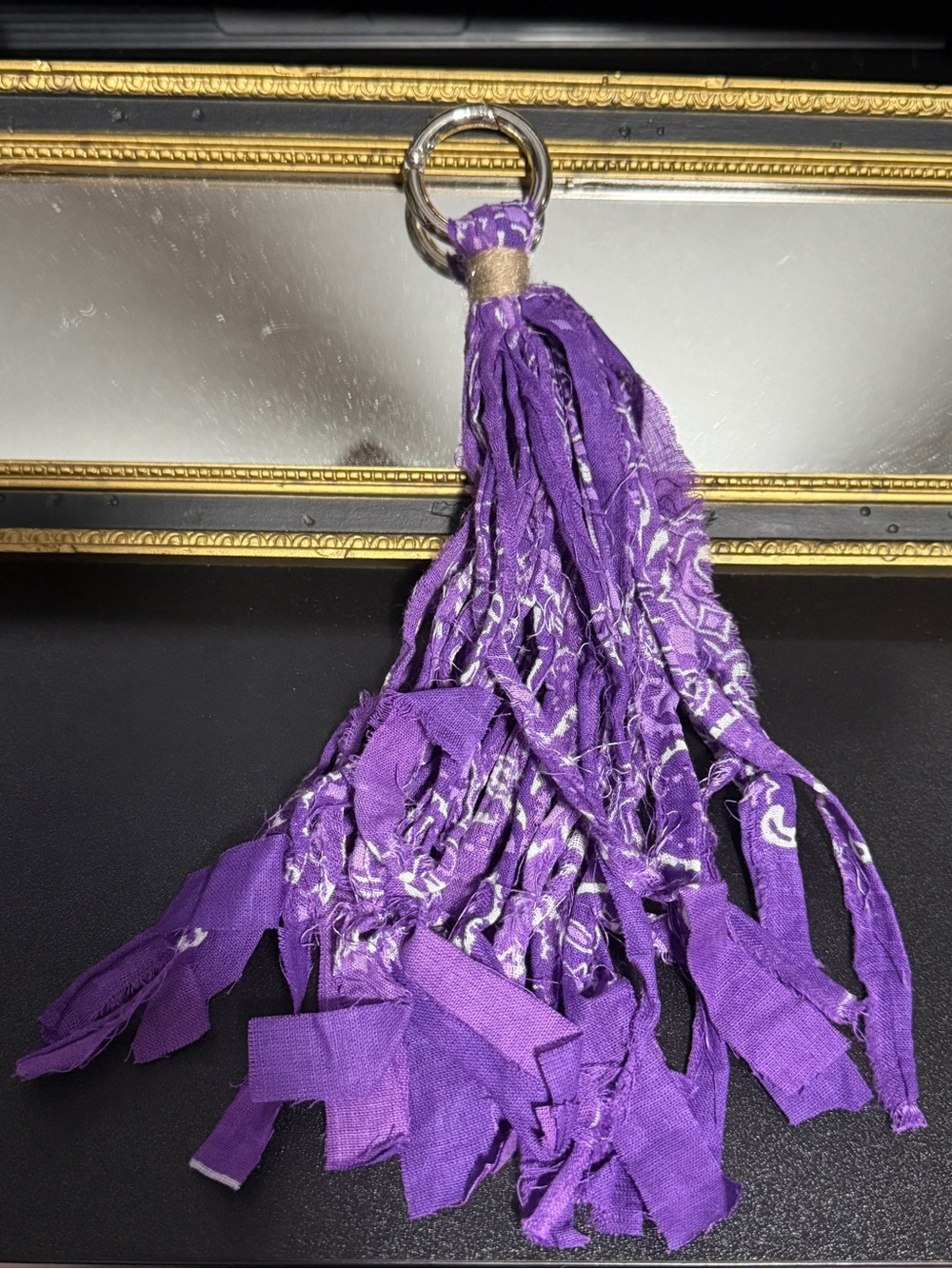 NWOT Purple Fabric Tassel Keychain